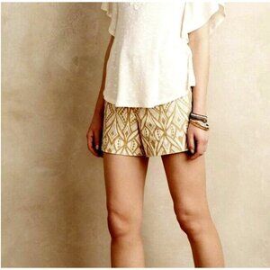 Anthropologie Elevenses Tiled Tide Shorts In Natural Motif US Size 2